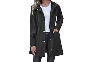 Zeagoo Raincoat Women Waterproof Long Hooded Rain Jacket Trench Coats Windbreaker Travel Jacket