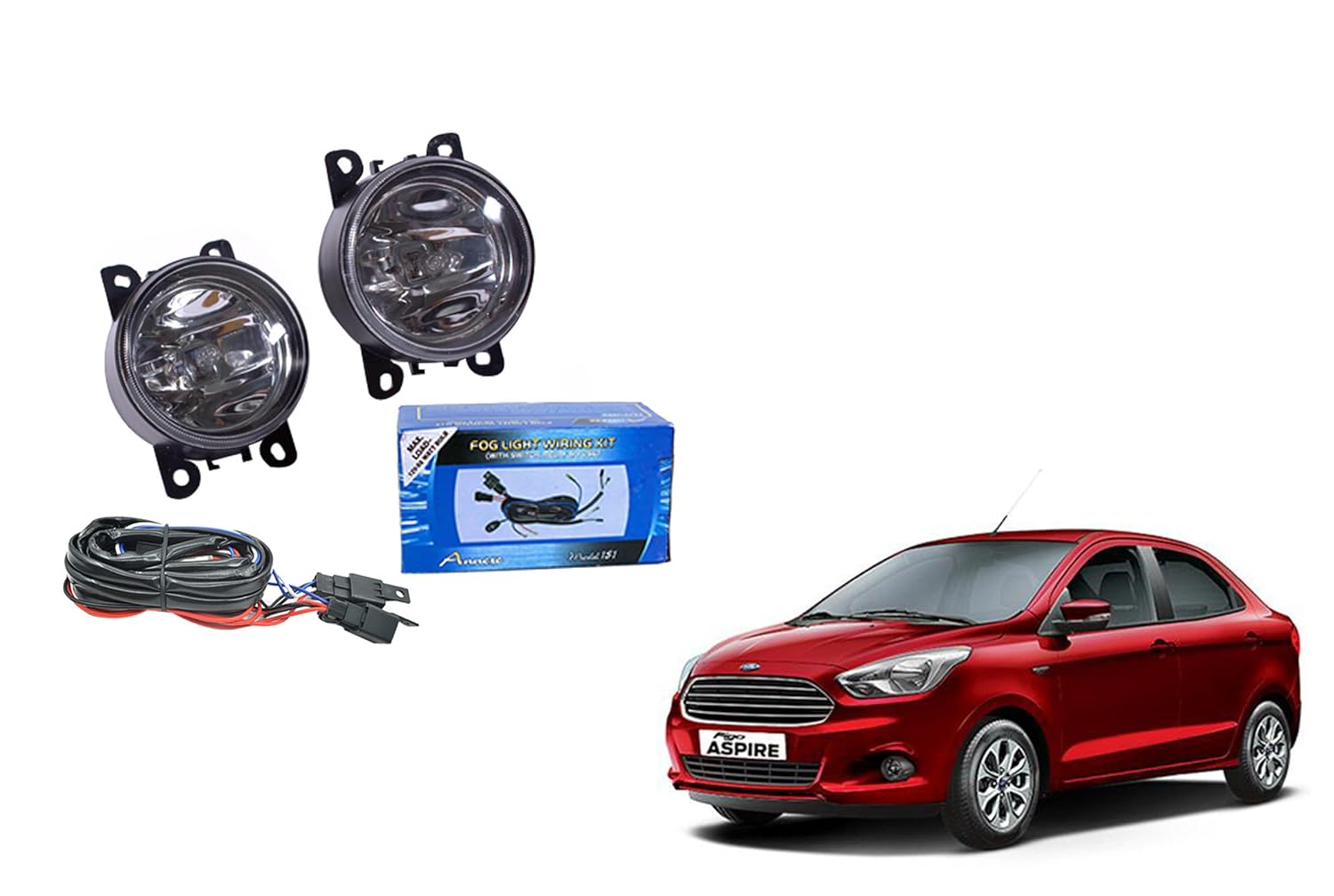 Ford Figo Aspire Fog Light Lamp Set of 2 Pcs. with Wiring: Amazon.in: Car &  Motorbike