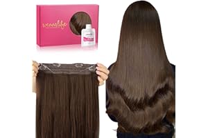 WENNALIFE Wire Hair Extensions (Increase 50% Lifespan) Real Human Hair 16 inch 95g Chocolate Brown Remy Wire Hair Extensions Invisible Transparent Fish Line Straight Real Hair Extensions