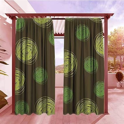 Amazon Com Window Curtain Funny Round Doodles Spots In Green