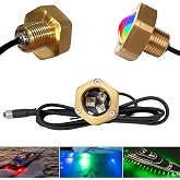 Kingshowstar Standard 1/2in NPT Boat Drain Plug Light IP68 Waterproof RGBW Underwater Boat Trailer Light with APP RF Remote Control for Fishing Swimming Divinng, Anti-corrosion,Smart Cooling System