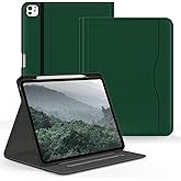 Jarviwiin Case for iPad Pro 13 inch (M5/M4) 2025/2024, Multi-Angle PU Leather Cover for i Pad Pro 13" with Pencil Holder/Hand Strap/Pocket, Auto Wake/Sleep, Deep Green