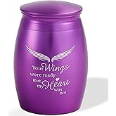 LINES ARTE 2.67 Inches Small Purple Keepsake Urns for Human Ashes, Mini Cremation Wings Decorative Urns for Human Ashes Adult Male or Female