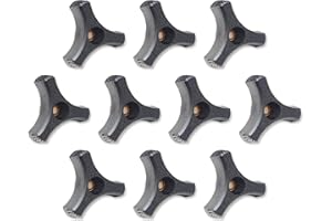 BYSOL 10 Pack Black Plastic Knob 3/8-16 Three Prong Wing Nut 2 inch Diamete with Through Brass Insertr