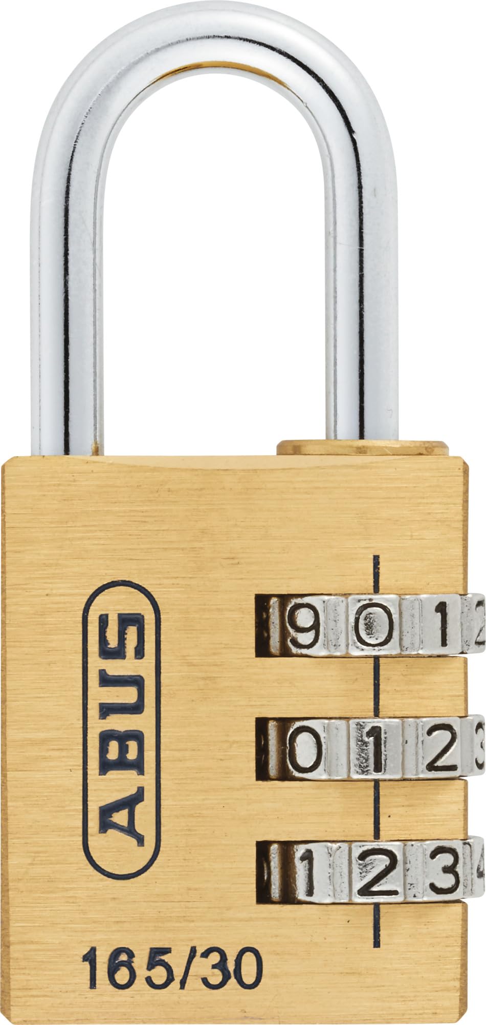 ABUS Combination Lock 165/30 - Individually Adjustable 3-Digit Code - for Bags and suitcases - Brass Body with Steel Shackle - Security Level 3
