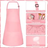 Bouiexye Kids Apron and Chef Hat Set Pink Adjustable with Pockets view 3