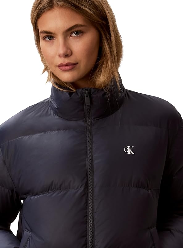 Damen Pufferjacke Essential Short Down mit Kapuze, Blau (Blue Nights), S