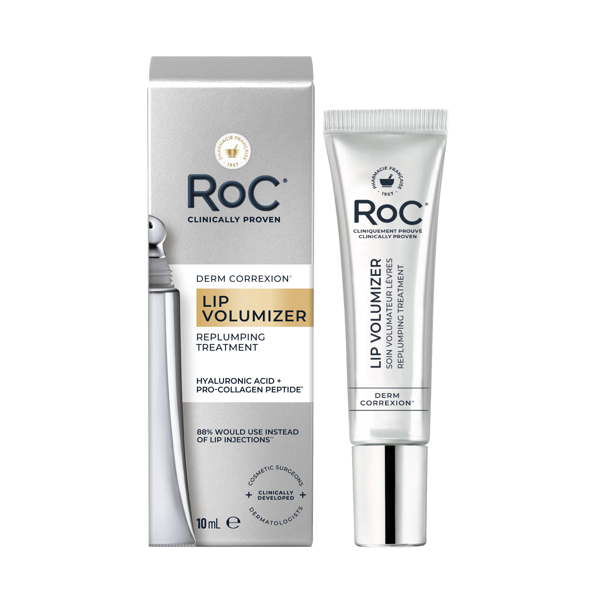 RoC Derm Correxion Lip Volumizer | Plumping Balm with Hyaluronic Acid & Collagen Peptides | 10 ml
