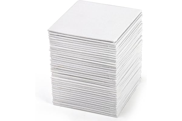 Tosnail 36 Pack 4" x 4" White Square Artist Painting Canvas Panels, Cotton, Various Paint Types