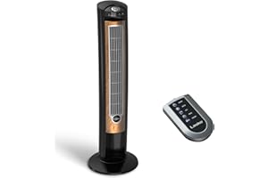 Lasko Oscillating Tower Fan, Remote Control, Ionizer, 3 Speeds, Timer, for Bedroom, Office, Kitchen 42", Black, T42950