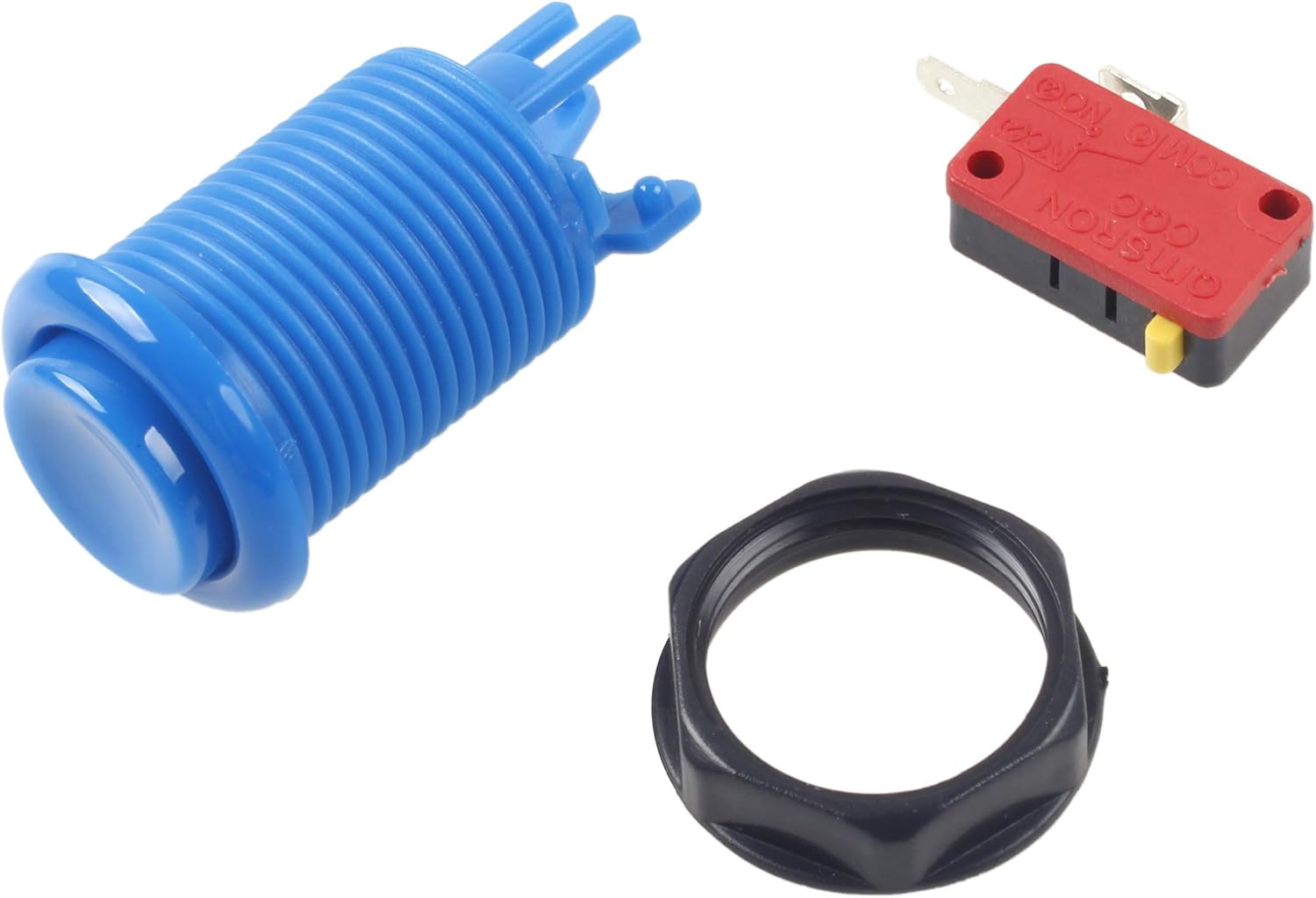 EG STARTS 6x American Style Standard Arcade Buttons Switchable Happ Type 30mm Push Button 187" (4.8mm) terminal for Jamma Mame Kit Parts (Blue) - Image 4