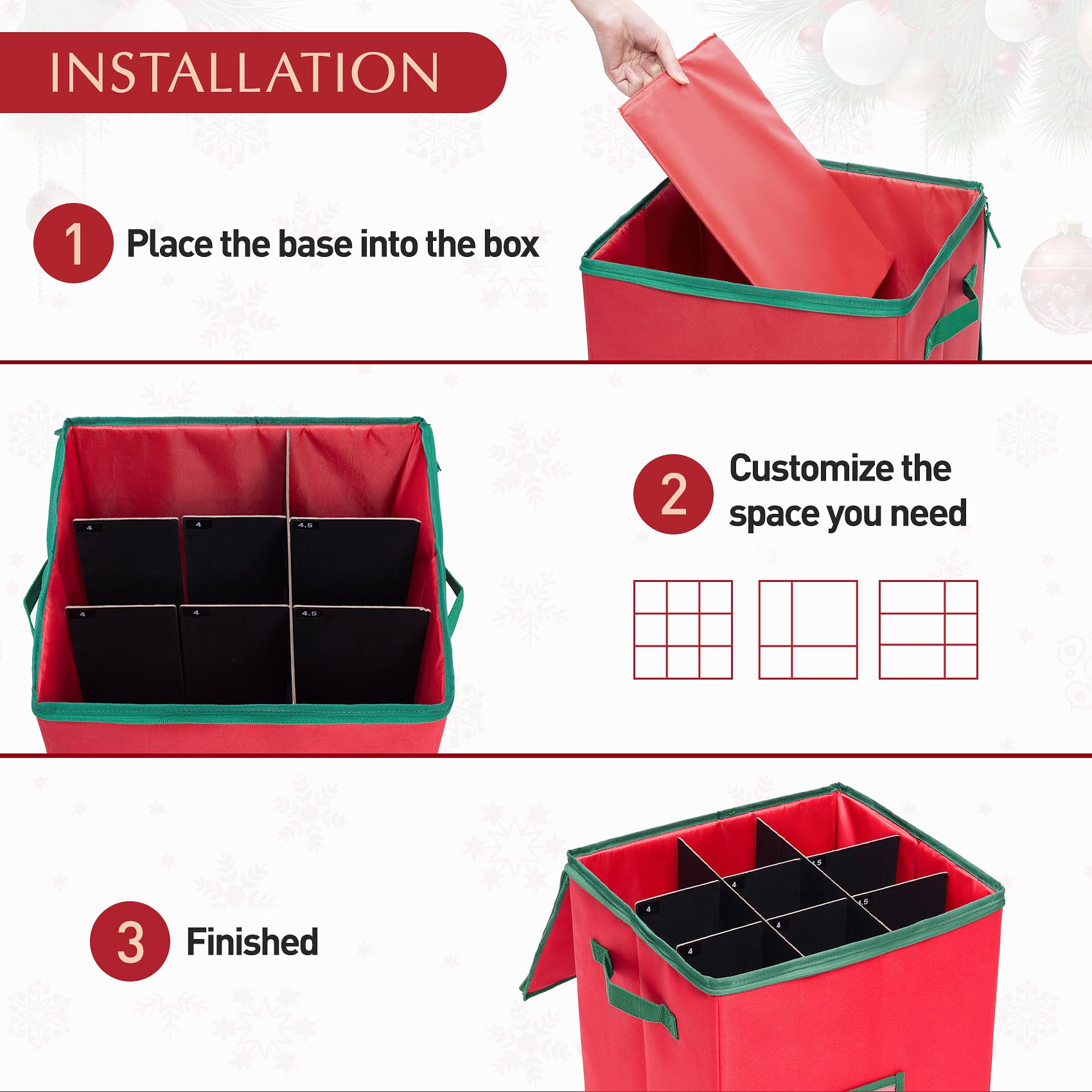 Ciseret Christmas Ornament Storage Box Containers Holiday Decoration...