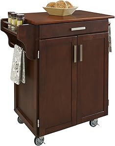 Create-a-Cart Cherry 2 Door Cabinet Kitchen Cart with Oak Top by Home Styles