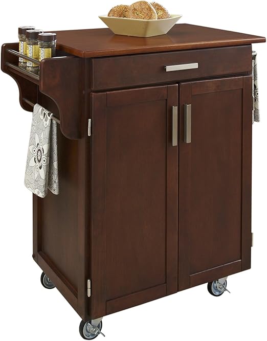 CreateaCart Cherry 2 Door Kitchen Cart with Oak Top by Home