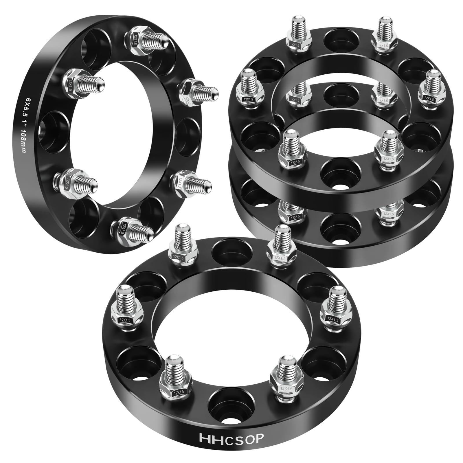 Topcn 4pc 2" Wheel Spacers - 6x5.5 (6x139.7) With 12x1.5 Studs For Toyota Tacoma, 4Runner, Tundra