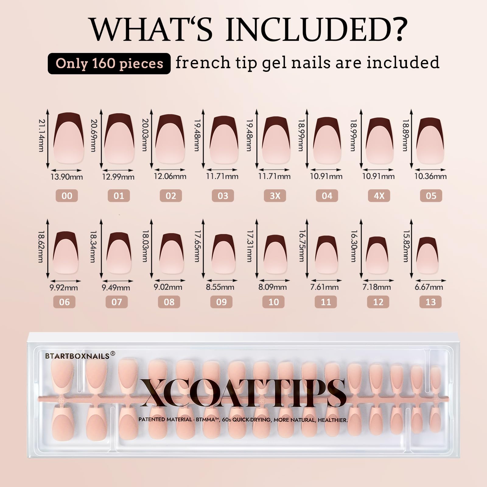 BTArtboxnails XCOATTIPS Press on Nails - French Tip Press on Nails, Short Coffin Nails Tips False Nails, Skin Tones Soft Gel Material Acrylic Fake Nails Gift for DIY at Home - Image 6