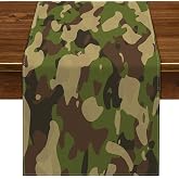 Nepnuser Linen Camo Table Runner Army Military Camouflage Coast Guard Air Force Soldier Hunting Themed Birthday Party Table Decorations and Supplies