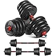 Zoogamo 2021 Adjustable Dumbbells Set Weight to 88Lbs / 110Lbs, Free Weight with Connecting Rod Used As Barbell, Ab Roller for Home Gym Work Out Training Fitness Equipment All-Purpose