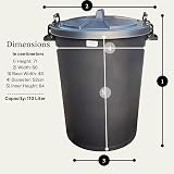 OptiProducts 110L Heavy Duty Black Plastic Rubbish Refuse Bin with Locking Lid view 6