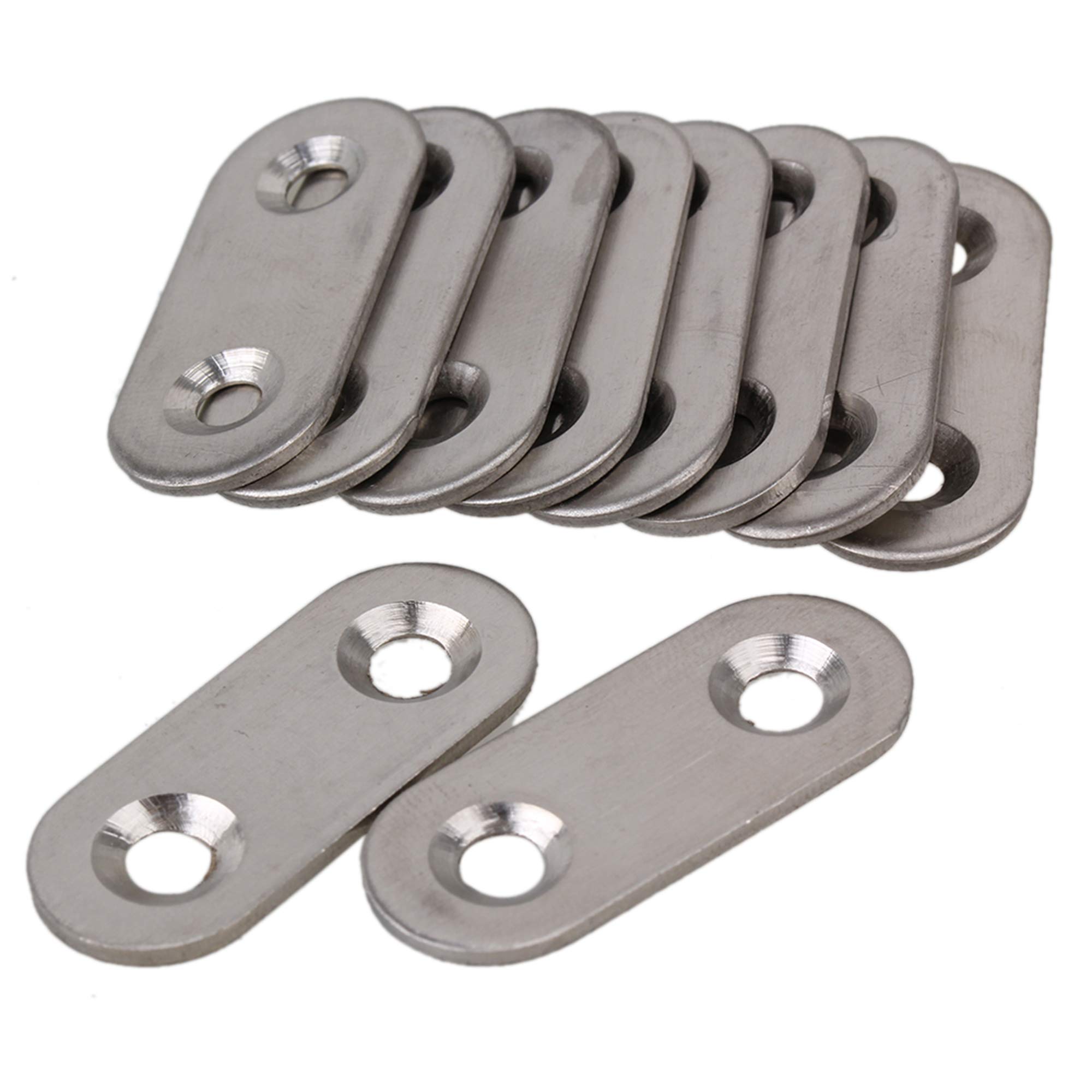 Yibuy 10pcs 36mm Flat Steel Brackets Straight Mending Plates Repair Fixing Joining