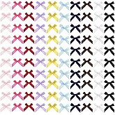 Kifmurase 100Pcs Mini Hair Bows for Women Girls, Pink Ribbon Bowknots Hairclips Black Satin Bow Hair Clips Barrettes Metal Pins Multi Colored Y2K Accessories for Stage Concert Christmas Ballet