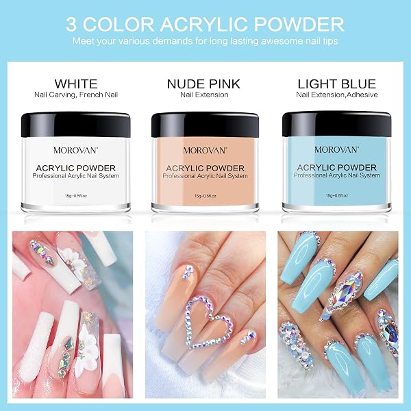 MOROVAN NAIL TOOLS WITH GLITTERS POWDER