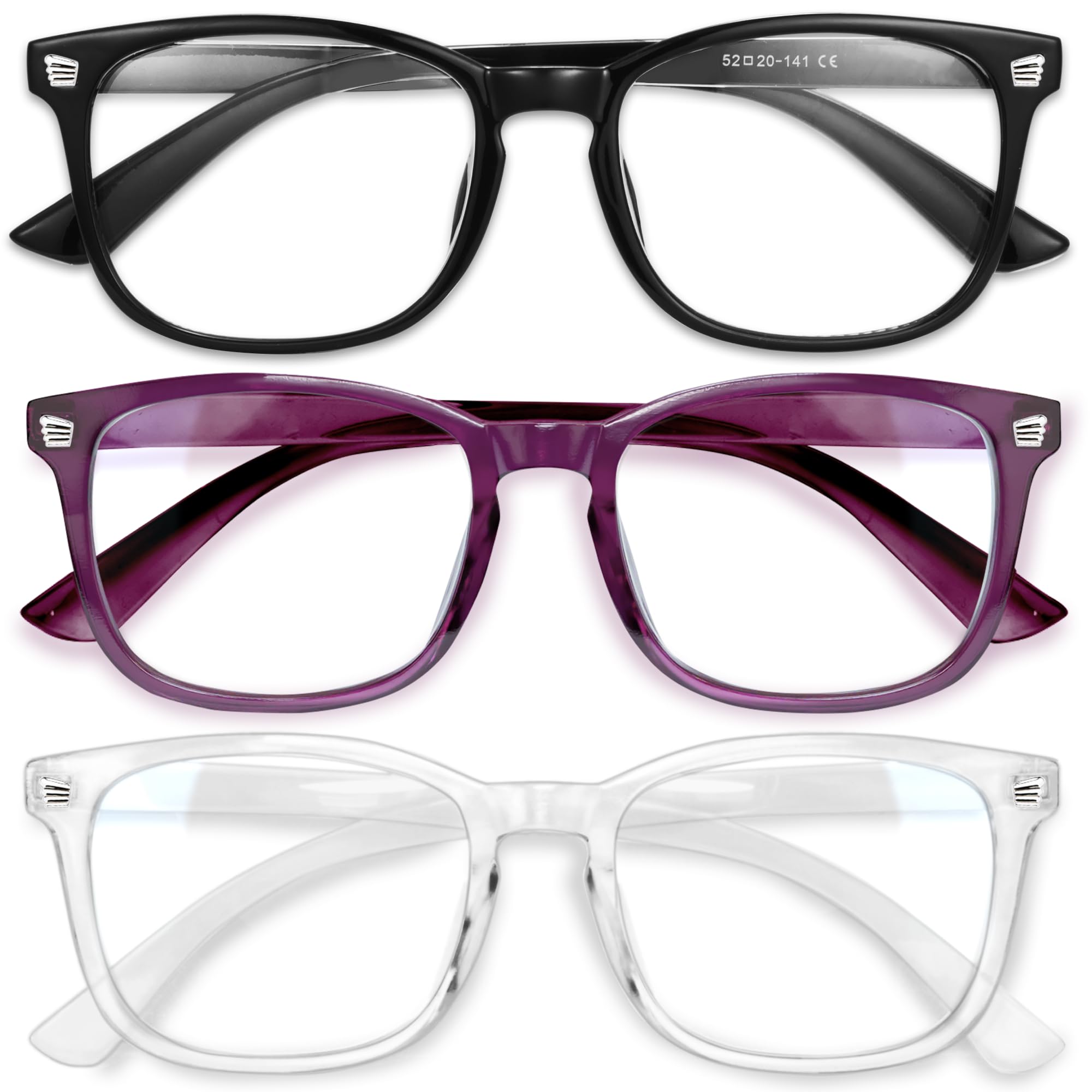 Photo 1 of Gaoye Stylish Blue Light Glasses for Woman - Computer Glasses up to 99% Blue Light Blocking - Lightweight Frames - 3 pack