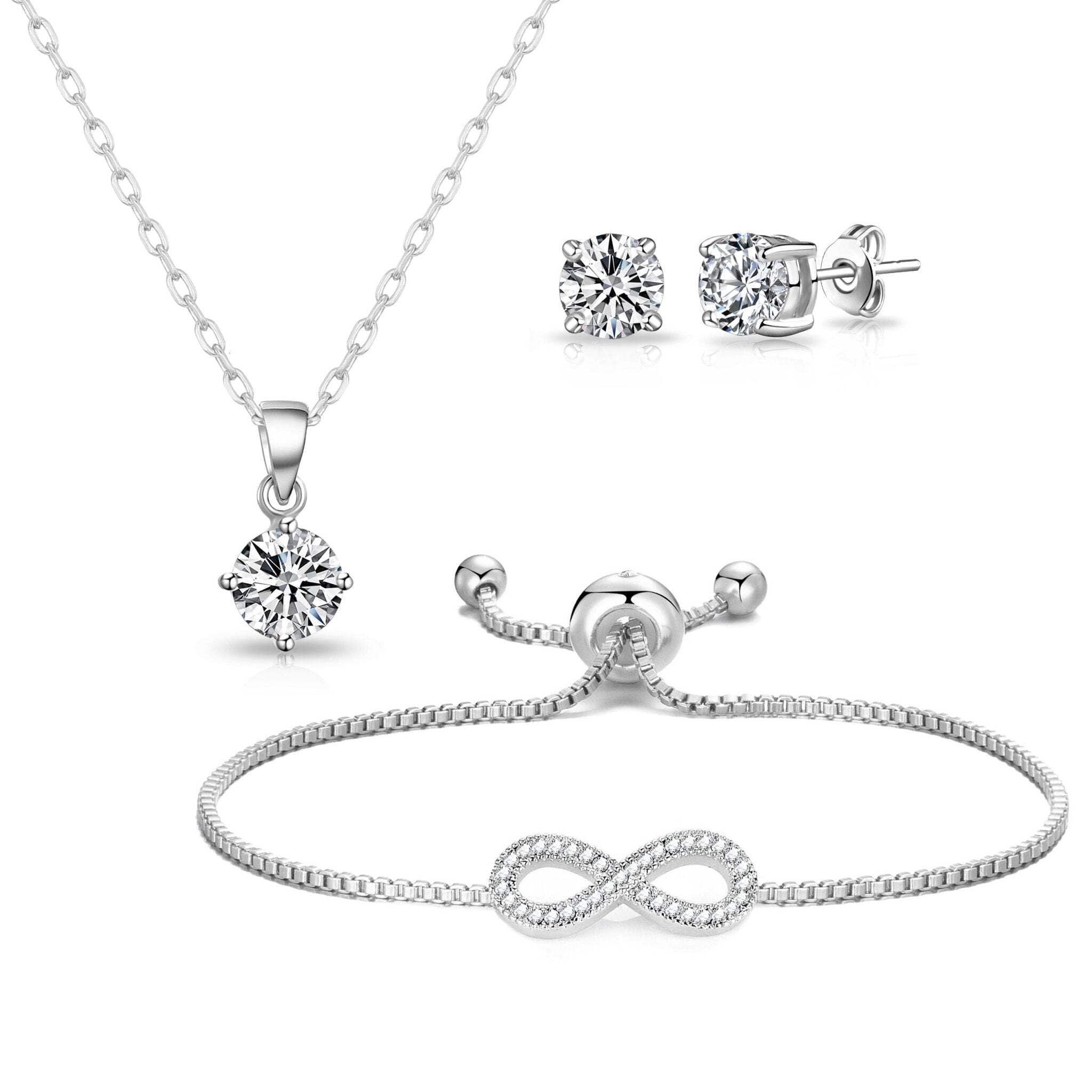 Philip Jones Silver Plated Infinity Friendship Slider Set Created with Zircondia® Crystals