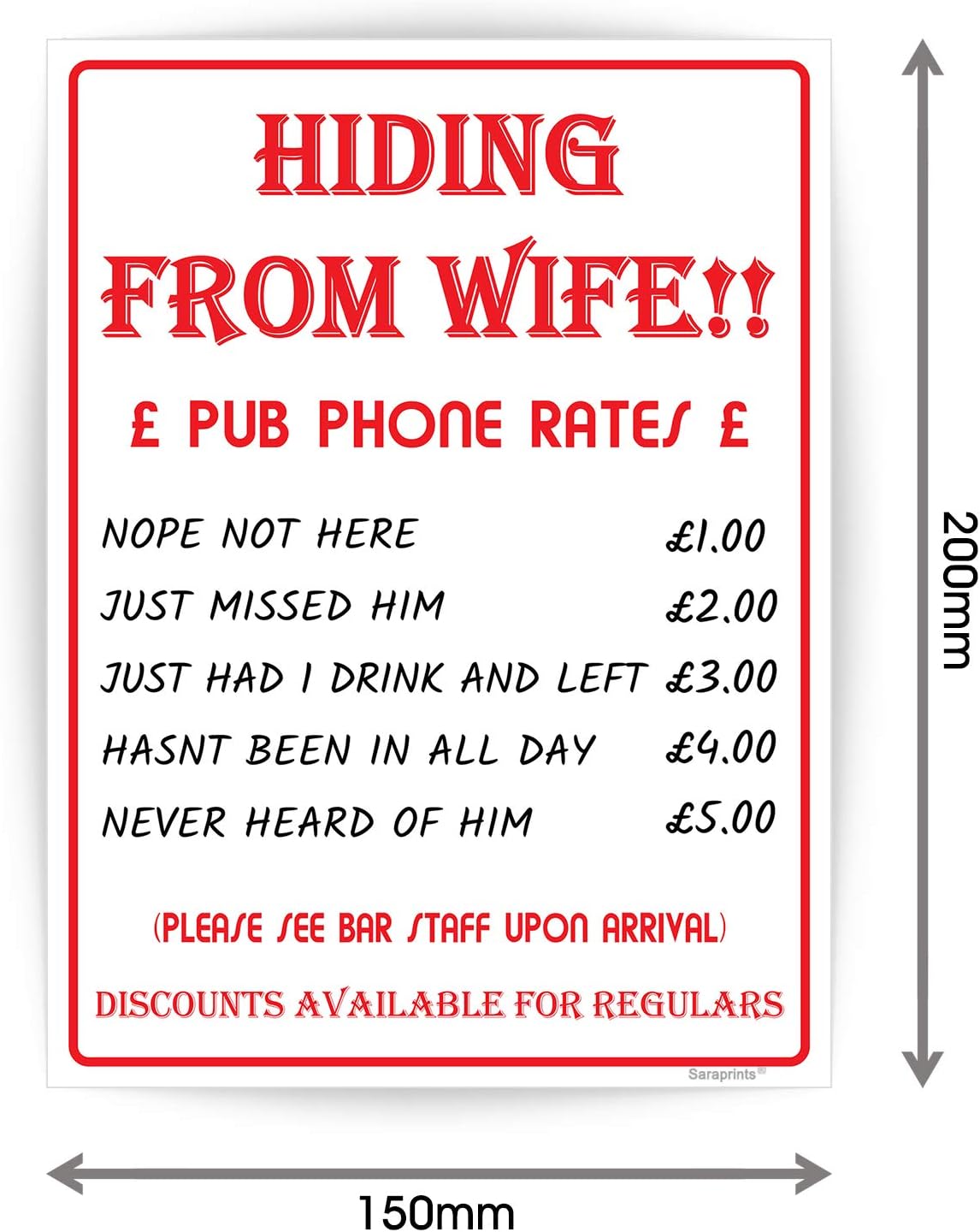 Pack of 2 Funny Bar Sign Self Adhesive Waterproof Vinyl Stickers 200mm x 150mm V1232 - Image 4