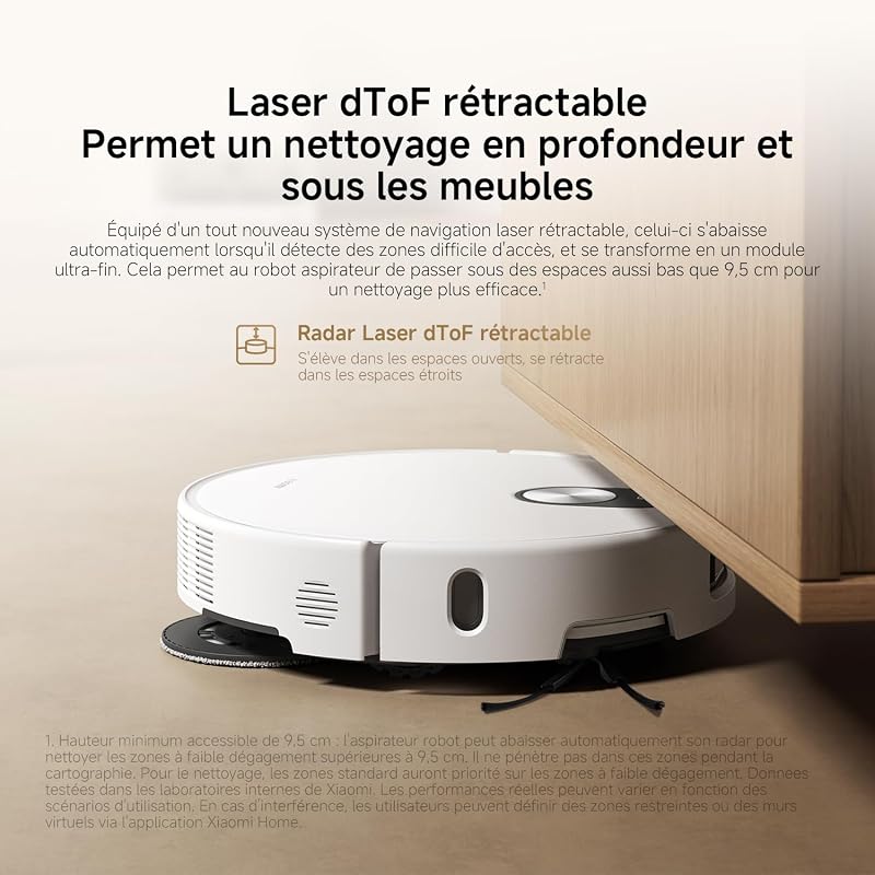 5 Aspirateur Robot, 20000 Pa, Navigation dToF Rétractable