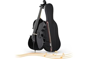 EPOFIT Full Size Cello Kit, Acoustic Cello Instrument for Adults,Beginners,Students,Complete Cello 4/4 Set with Portable Bag, Bow, Rosin (Black)