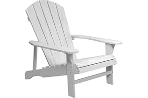 Outsunny Wood Adirondack Chair, Outdoor Patio Muskoka Chair with Slatted Design for Deck, Garden, Backyard, Fire Pit, White