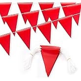 105FT Safety Warning Pennant Banner Flags – Multipurpose OSHA High Visibility Triangle Flags for outside fence, Roadwork, Party and Hazard Areas(RED,45pcs,105FT)