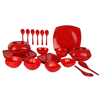 Homray Microwavesafe, Unbreakable 36 Pc Square Dinner Set with Serving Bowls