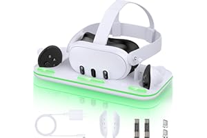 Charging Dock for Meta Quest 3/ 3S, Magnetic Charging Dock, for Quest 3 VR Headset & Controllers, Three Charging Indicators, 