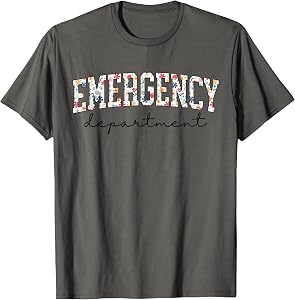 Floral ER Nurse Emergency Department Emergency Room RN T-Shirt