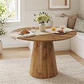 Vohuai 45" Round Dining Table, Round Pedestal Dining Table for 4 | One-Piece Round Tabletop, Wood Grain Finish, Stable Pedestal Base, Easy Assembly, for Kitchen Dining Room