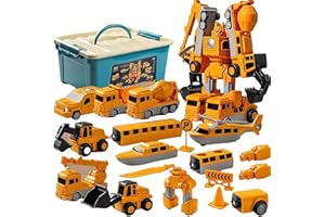 SPRSTAR Magnetic Transform Engineering Car Assembled Toys,Toy Construction Vehicles with Storage Box,Magnetic Blocks for Kids Age 3-5 4-8 Outdoor Toddler Activities Toys(Engineering Series-35 Pcs)