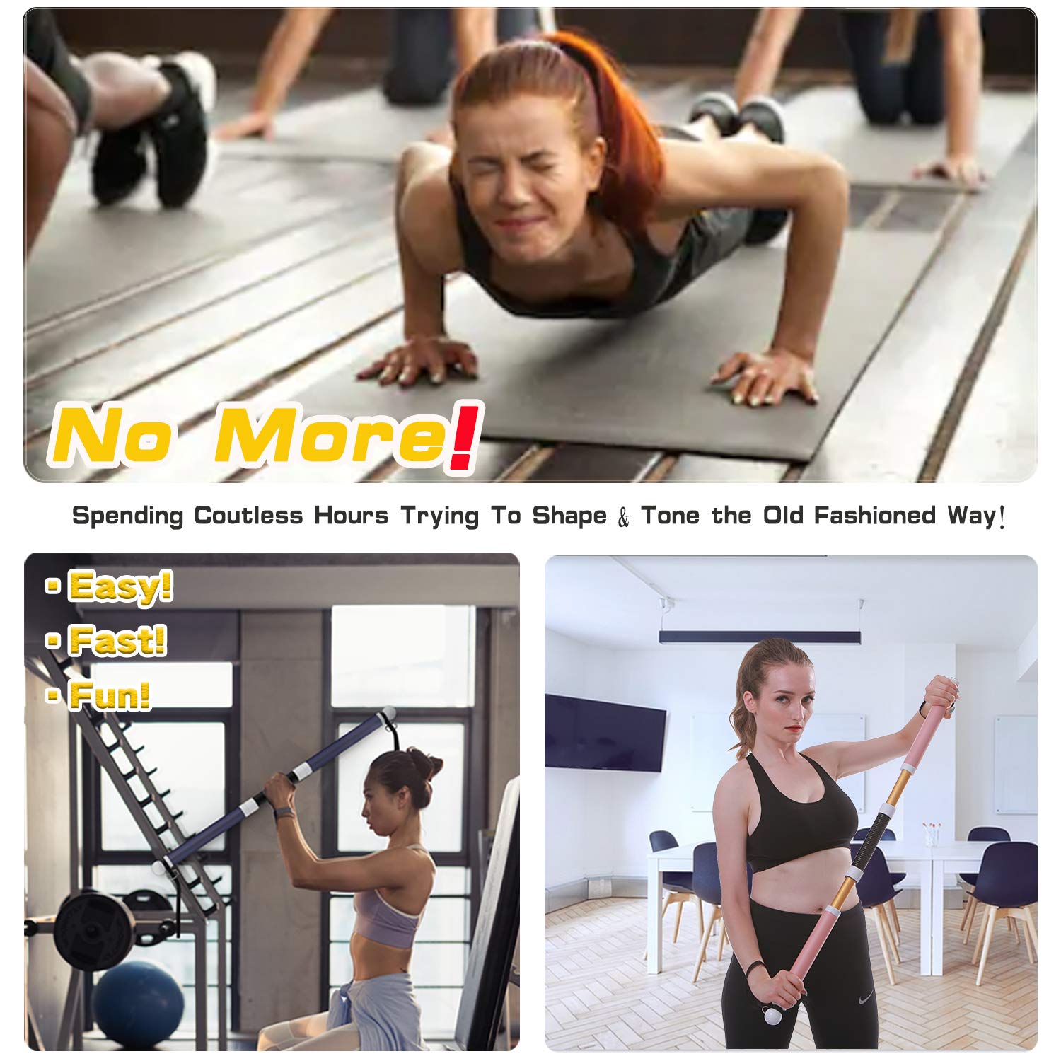 KimFit Arm Workout Equipment - Upper Body Exercise for Women Tones Strengthens Arms Biceps Shoulders Chest, at Home Fitness,Stretching, Strength Training, Physical Therapy Pink