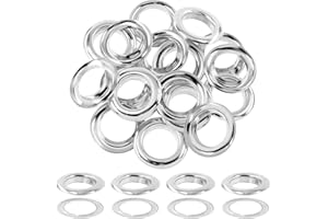 Hilitchi 40Pcs 1 Inch - 25mm Silver Thicken Grommet Eyelets Metal Eyelets with Washers Assortment Kit, Hole Self Backing Eyelet for Bead Cores, Clothes, Leather, Canvas
