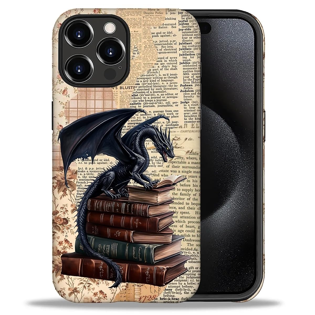 DAIZAG Case for iPhone 16 Pro Max, Dragon Fantasy Book Literary Lover Full-Body Design Hybrid Dual Protection Soft TPU + Hard PC Shockproof Scratch-Resistant Protective Cover Phone Case for Men Women