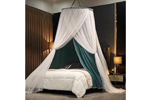 Kertnic Luxurious Bed Canopy for Girls & Adults, Large Elegant Double Layer Bed Curtain Canopy Drapes, Round Dome Lace Princess Canopies Netting (Peacock Blue)