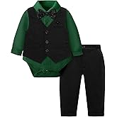 A&J DESIGN Baby Formal Outfit Boy Infant Clothes Toddler Gentleman Wedding Suit, Dress Shirt + Vest + Bow Tie + Pants Set