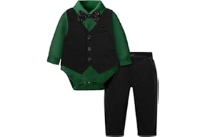 A&J DESIGN Baby Formal Outfit Boy Infant Clothes Toddler Gentleman Wedding Suit, Dress Shirt + Vest + Bow Tie + Pants Set