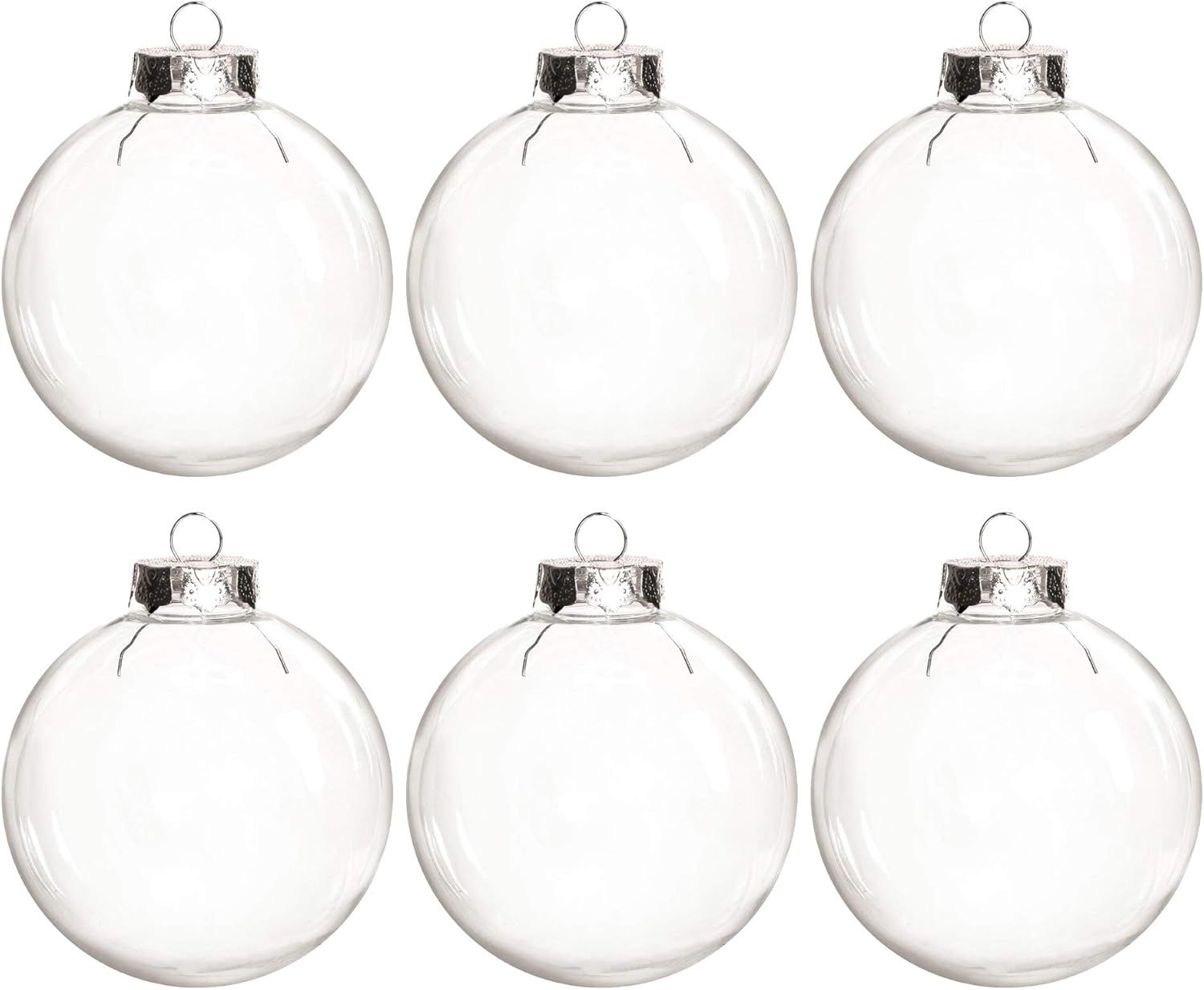 MISAZ 6 Pieces Transparent Round Christmas Balls Ornaments, Clear Fillable Christmas Tree Hanging Plastic Baubles Ornament DIY for Wedding Party New Years Present Holiday Decor,60mm