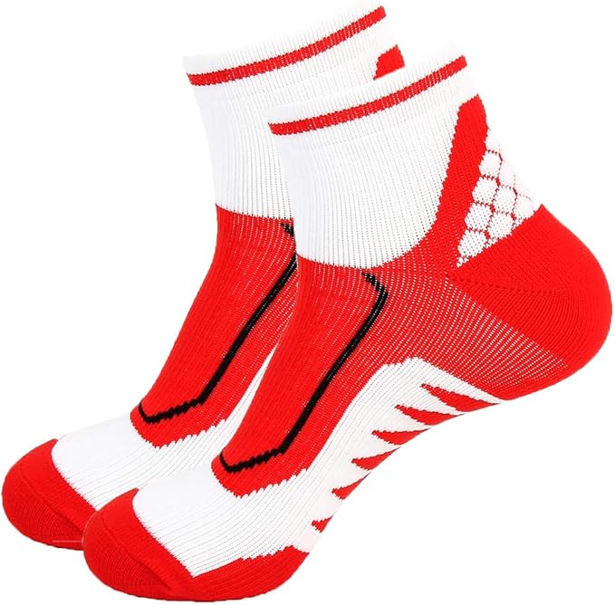 Toes&Feet Men's 2Pack Red Padded Anti Blister Ankle Athletic Running