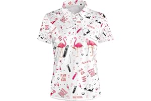 HUURAY Women's Golf Shirt Moisture Wicking Quick Dry Polo Shirts Golf Outfits Golfer Gifts Ladies Polo Shirts