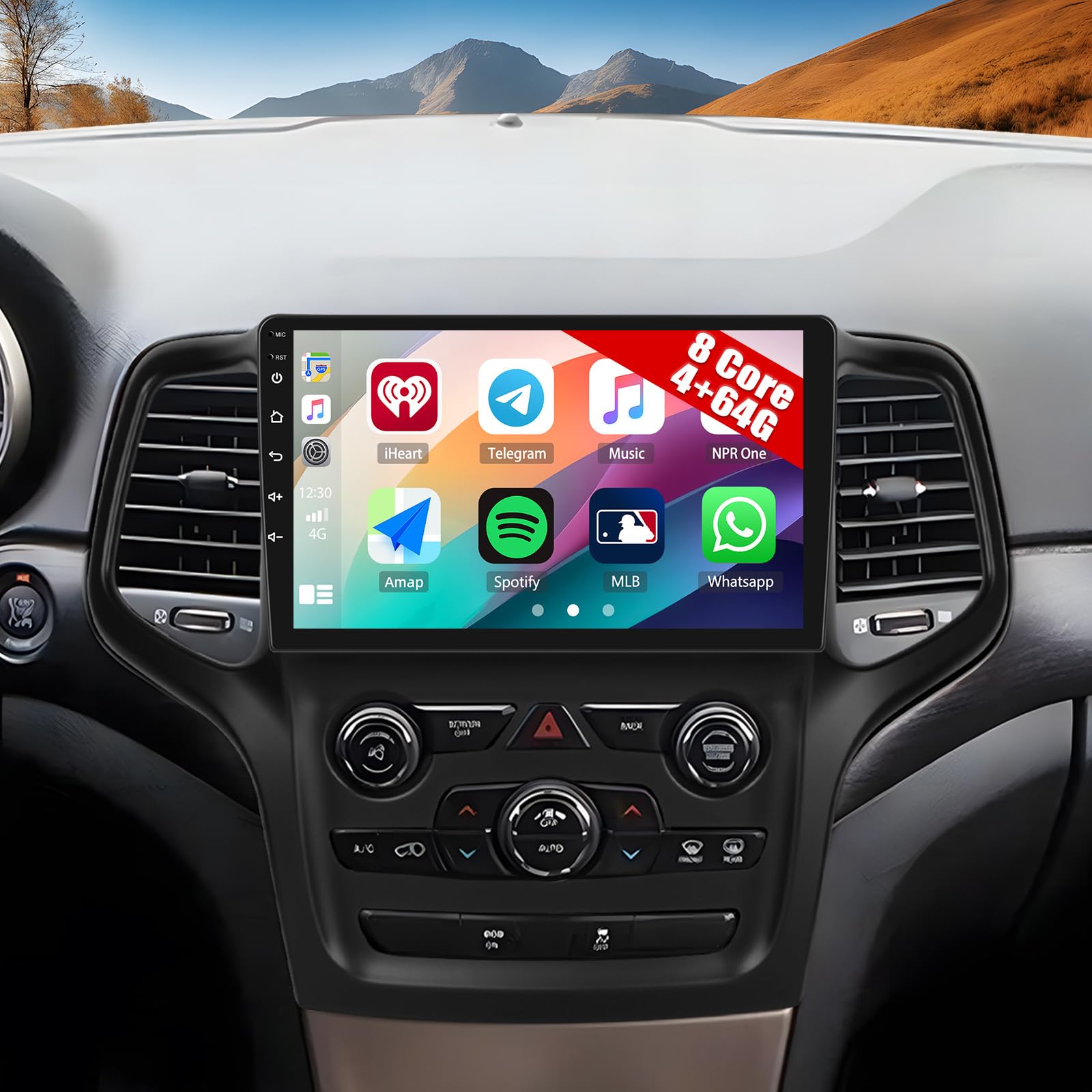 Photo 1 of [8 Core 4+64GB] Qualcomm Android 15 Car Stereo for Jeep Grand Cherokee 2014-2020 with CarPlay Android Auto,9" Car Radio with Bluetooth5.1 GPS WiFi FM/RDS DSP EQ SWC Backup Camera