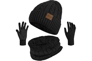 Loritta 3 Pieces Winter Hats for Women Scarf Touch Screen Gloves Set Thick Warm Fleece Lined Beanie Hat Gifts