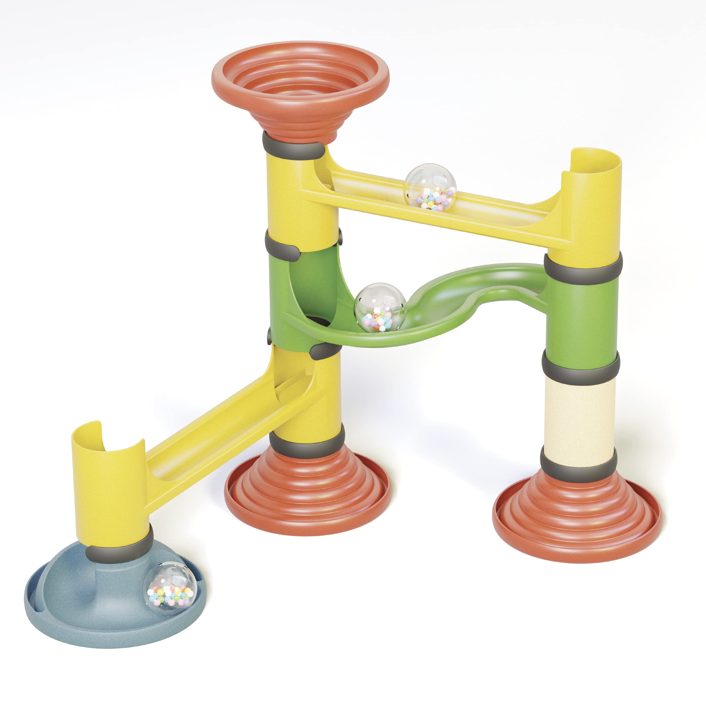 Quercetti PlayBio Migoga Junior Marble Run - 22 Large Elements Includes 3 Marbles with Bells for Sound, for Kids Ages 18 Months and up, Multicolor